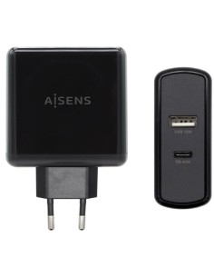 h2AISENS CARGADOR 57W 1xUSB C PD30 45W 1xUSB A 5V 24A 12W NEGRO h2pCargador USB C 57W para cargar portatiles moviles camaras y 