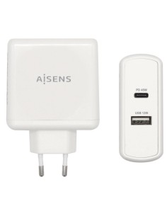 ph2AISENS CARGADOR 57W 1xUSB C PD30 45W 1xUSB A 5V 24A 12W Blanco h2pCargador USB C 57W para cargar portatiles moviles camaras 