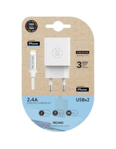 ph2Cargador doble blanco Cable braided Nylon Lightning para Apple alto rendimiento 24A h2KIT compuesto por cargador rapido dobl