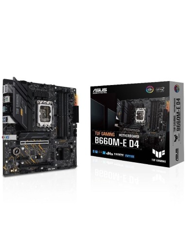 divh2ASUS TUF GAMING B660M E D4 Placa base Intel B660 LGA 1700 mATX con ranura PCIe 40 dos ranuras M2 PCIe 40 10 etapas de alim