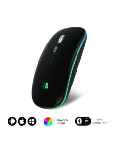 p ph2Raton optico Inalambrico 24G y Bluetooth RGB Led Dual Flat Mouse Black h28226 Elegante acabado en negro con efecto nacarad