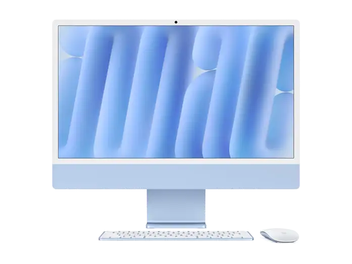 Apple iMac 24" Retina 4,5K / M4 8-Core CPU/ 16Gb/ 256Gb SSD/ 8-Core GPU/ Azul con Magic Keyboard Touch ID y teclado numérico